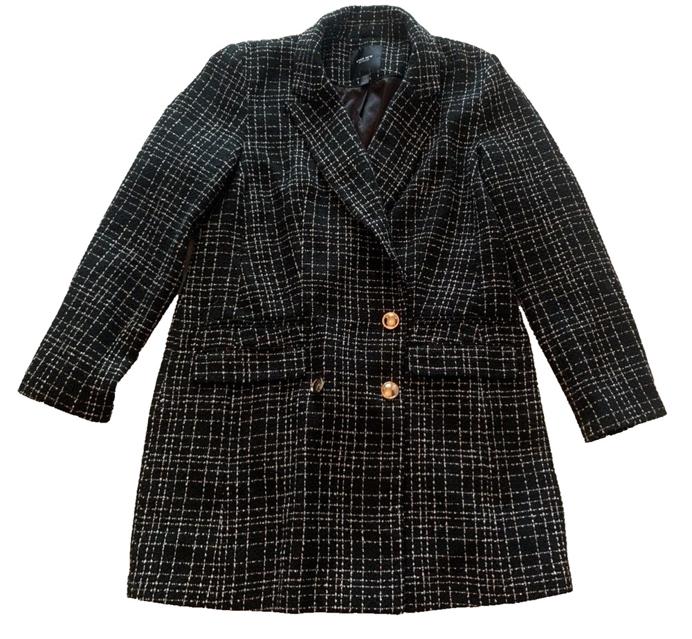 Ever New Melbourne Womens Dark Plaid Double Breasted Coat Size 12 Cottage Core